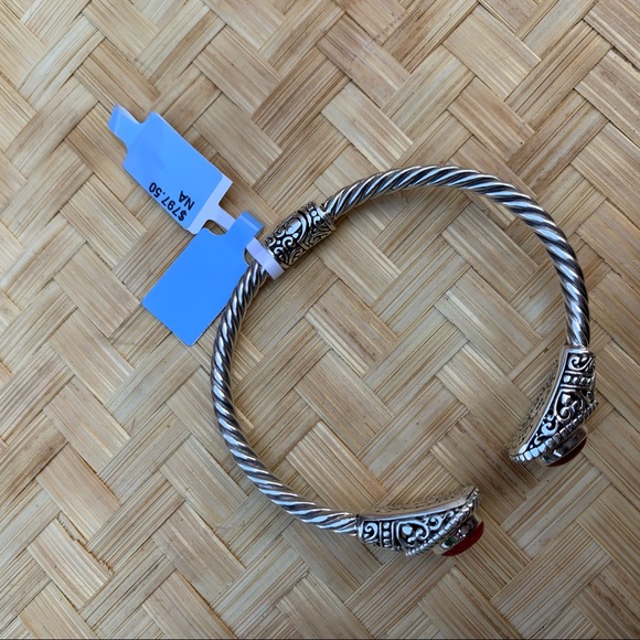 Coral Silver Bracelet Bangle Cuff Boho New 6.75” - Picture 7 of 8